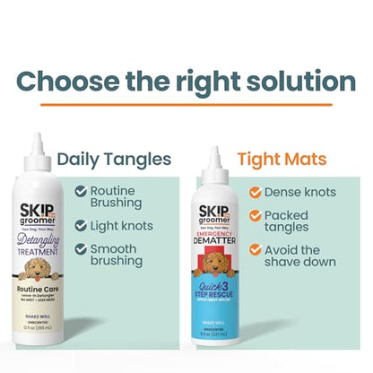 Detangling Treatment for Dogs, Leave-in Conditioner Detangler for Matted Hair, Knots & Tangles | Goldendoodles, Poodles, Doodles & Long-Haired Breeds | No Mist, Squeeze Bottle, 12 oz