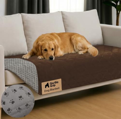 GORILLA GRIP® Waterproof Dog Blanket, Leakproof Couch Cover for Dogs, Silicone Grip Backing, Protects Sofa, Sectional, Bed, Crate, Car & RV, Tear-Resistant Washable Senior Pet Blanket, 30x70 Brown - color: Chocolate, size: 30" X 70"