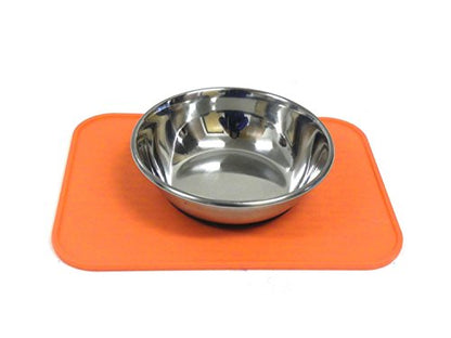 Kats'N Us Silicone Mat for Single Pet Bowl 8.5"x6" - Orange Food Grade pad - color: Orange