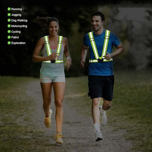 Reflective Vest Running Gear, 2Pack High Visible Safety VES for Cycling Jogging Running Walking, Adjustable for Men Women - color: Green