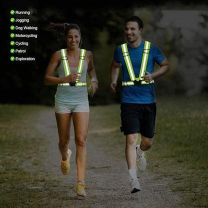 Reflective Vest Running Gear, 2Pack High Visible Safety VES for Cycling Jogging Running Walking, Adjustable for Men Women - color: Green