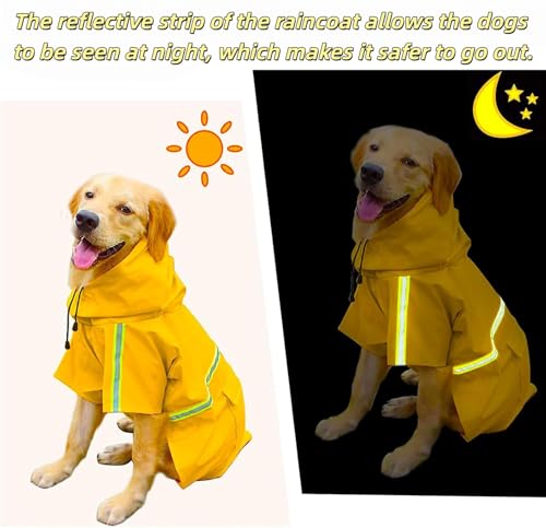 Reflective Strip Dog Raincoat, Ultra - Light Breathable Waterproof Rain Jacket with Hood, Adjustable Sizes for Small/Medium/Large Dogs, (3XL) - size: 3XL