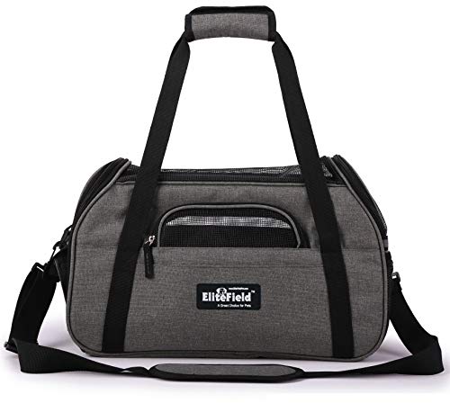 EliteField Soft Pet Carrier (3 Year Warranty, Airline Approved) Soft Sided Dog Puppy Cat Carrier Travel Bag (X-Large: 21" L x 12" W x 13" H, Charcoal Gray) - color: Charcoal Gray, size: 21.0"L x 12.0"W x 13.0"H