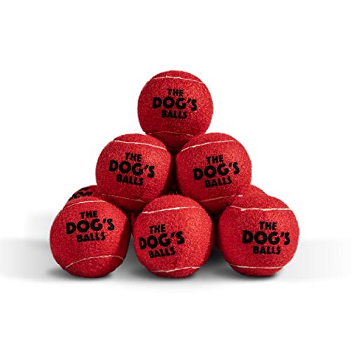 The Dog's Balls Dog Tennis Balls Tough 2.5" 12-Pack Red Floats in Water | Our fetch balls combine non-abrasive felt exterior and a thicker rubber core Durable Dog Toy for Outdoor Play & Training - color: Red, size: 12 Medium Tennis Balls