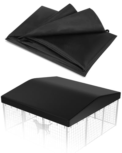 Outdoor Dog Kennel Cover, 600D Waterproof UV-Resistant Sunshade Dog Enclosure Cover Replacement for 10x10ft Crate Outside - size: Large