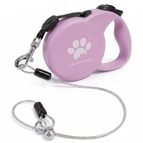 Chew Proof Retractable Dog Leash for Large Dogs, 16ft Heavy Duty Dog Lead with Anti-Chewing Steel Wire Rope, Tangle-Free 360° Swivel, One-Hand Brake & Lock, Pink L - color: Pink, size: Large