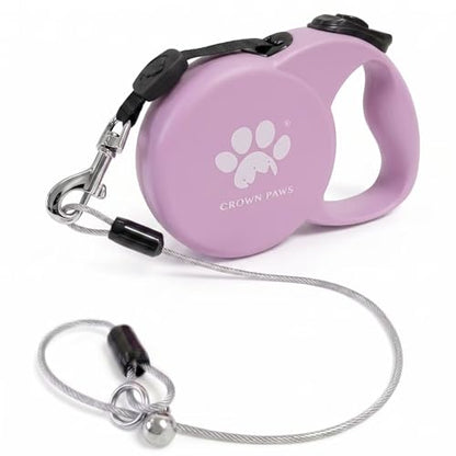 Chew Proof Retractable Dog Leash for Large Dogs, 16ft Heavy Duty Dog Lead with Anti-Chewing Steel Wire Rope, Tangle-Free 360° Swivel, One-Hand Brake & Lock, Pink L - color: Pink, size: Large
