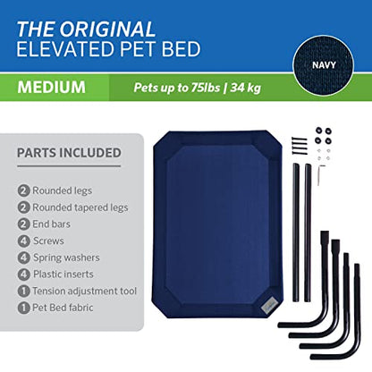 Coolaroo Original Elevated Dog Bed - Breathable Off-The-Ground Pet Bed with Cooling Fabric, Joint Relief & Moisture-Resistant Fabric, 100% Recyclable, Easy Clean, Navy Blue, Medium - color: Navy Blue, style: Medium Dog Bed