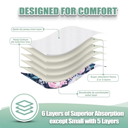 wegreeco Washable Reusable Premium Dog Diapers,Pack of 3,Small Dog Puppy & Doggy Diapers Female,Dog Period Panties Diapers Female in Heat - color: Flower-2, size: Small