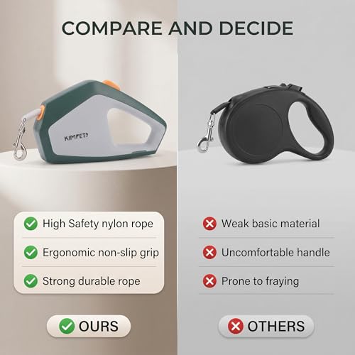 Yosoo Health Gear Retractable Dog Leash, 5m Nylon Rope Pet Leash with One Handed Brake, Pause, Lock for Outdoor Walking and Training (Green Grey) - color: Green Grey