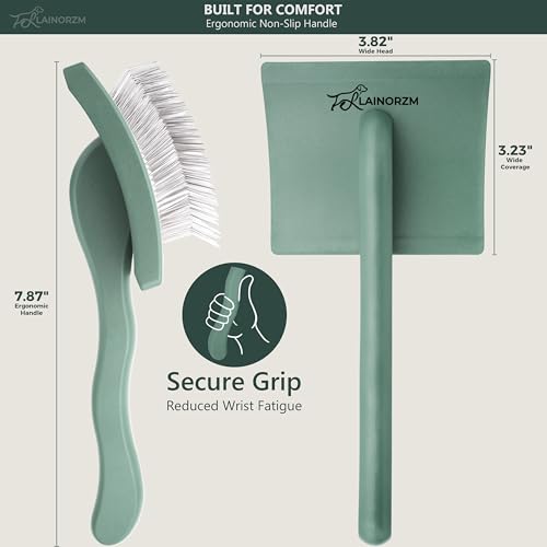 Slicker Brush for Dogs - Professional Long Pin Doodle Grooming Brush for Goldendoodles, Poodles, Labradoodles - Detangle, Fluff & Dematting Tool for Wavy & Curly Hair (Large Curved)