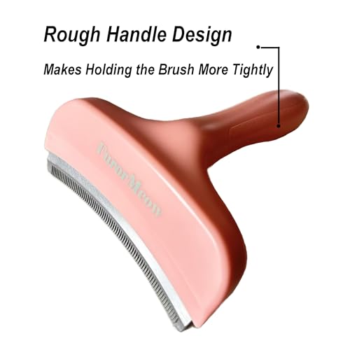 Pet Deshedding Tool with Curve Blade, Cat Grooming Brush, Tight V-shaped Teeth Shedding Comb for Cat and Dog (Pink, Large) - color: Pink, size: Large