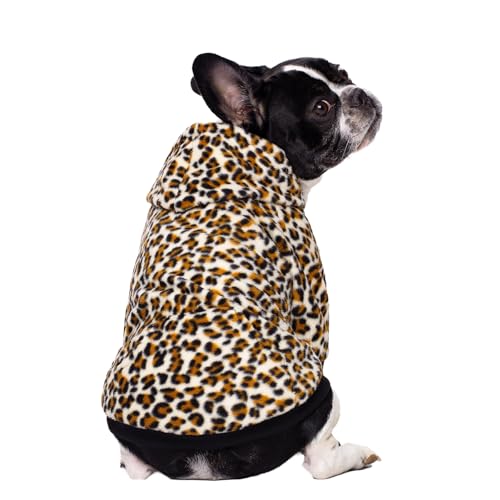 French Bulldog Clothes Dog Hoodie Sweatshirts with Pockets for Small Dogs Puppy Chihuahua Coat Clothing Pet Cat Hoodie Fleece Dog Sweaters Costume - color: Leopard, size: XS