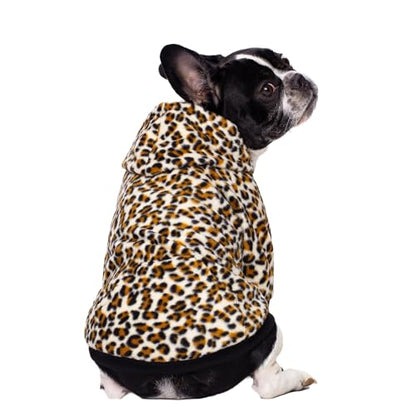 French Bulldog Clothes Dog Hoodie Sweatshirts with Pockets for Small Dogs Puppy Chihuahua Coat Clothing Pet Cat Hoodie Fleece Dog Sweaters Costume - color: Leopard, size: XS