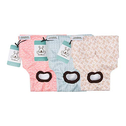 CuteBone Dog Diapers Female Washable Small Medium Large 3 Pack Reusable Doggie Diapers Puppy Period Pants for Doggy Heat Cycle Peeing - size: L