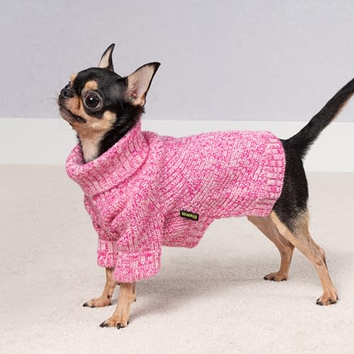 Fitwarm Knitted Turtleneck Dog Sweater, Cozy Dog Winter Clothes for Small Dogs Girl, Holiday Pet Outfit, Heather Pink, Small - color: Heather Pink, size: Small