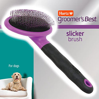 Hartz Groomer's Best Deshedding Slicker Dog Brush, Black/Violet, Dogs (Pack of 2) - size: 1 Count (Pack of 2), style: Large Slicker Brush