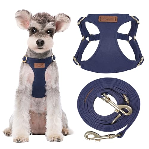 Puppytie Small Dog Harness with Multifunction Dog Leash,Lightweight Soft Adjustable No Choke Escape Proof Pet Harness Vest Pet Harness Vest,Navy,S - color: Navy, size: S(9-17.5lb）