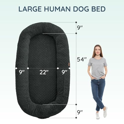 ChiXnuggle Faux Fur Washable Human Dog Bed Cover | 72*40*10,removable replace cover,soft fur,non-slip bottom,dark grey - color: Dark Grey, size: Cover (72x40x10)