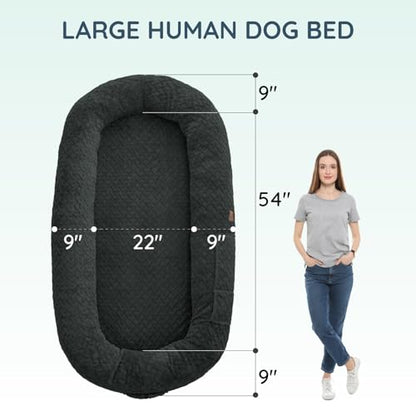 ChiXnuggle Faux Fur Washable Human Dog Bed Cover | 72*40*10,removable replace cover,soft fur,non-slip bottom,dark grey - color: Dark Grey, size: Cover (72x40x10)