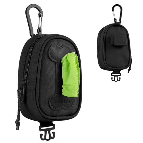 Dog Poop Bag Holder, Hands Free Cute Dog Poop Bag Dispenser for Leash with Big Opening Pet Waste Bag Holder Zippered Pouch with Carabiner Hook Waterproof Pet Poop Bag Holder Black - color: Black