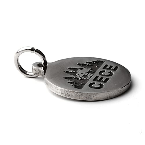 Deep Engraved Dog ID Tag Stainless Steel Personalized Customized Unique Pet ID Card Wolf Round (House S) - size: House S