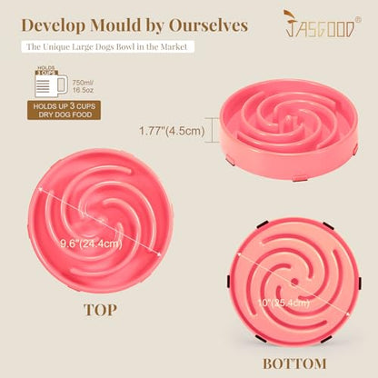 JASGOOD Slow Feeder Dogs Bowl for Large Medium Dogs,Anti-Gulping Pet Slower Food Feeding Bowls Stop Bloat,Preventing Choking Healthy Design Dogs Bowl - color: D-Pink