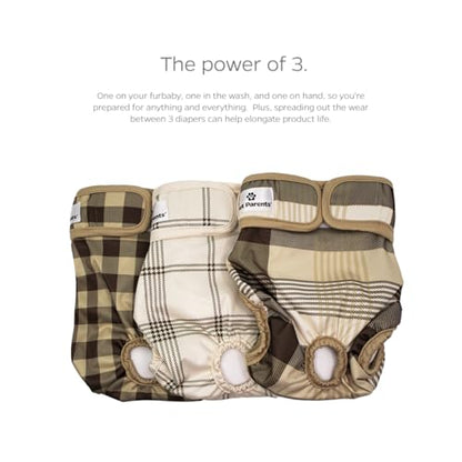 Pet Parents® Washable Dog Diapers (3pack) + Extendrs® of Durable Doggie Diapers, Premium Dog Diapers Female & Male (Small, Oxford) - size: Small (9-15")