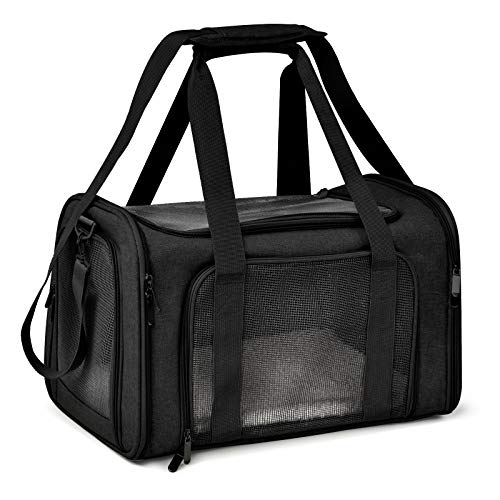 Henkelion Cat Carriers Dog Carrier Pet Carrier for Small / Medium Cats Dogs Puppies (Up To 15lbs), TSA Airline Approved Small Dog Carrier Soft Sided, Collapsible Waterproof Travel Puppy Carrier -Black - color: Black, size: 17.0"L x 11.0"W x 11.0"H