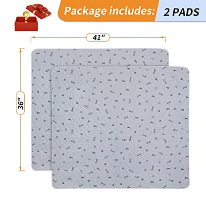 Washable Pee Pads for Dogs, 2Pack Puppy Pads Washable,Absorbent Reusable Whelping Pads Non-Slip Dog Mats with Bone Print for Floor Protector, Couch Cover, Crate, Potty Training 36x41 - size: 36X41" (Pack of 2)