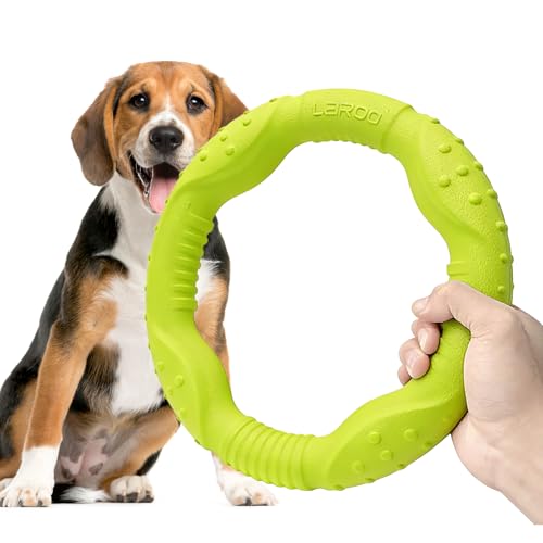LaRoo Dog Flying Ring Toys, Floating Flying Disc Toys, Summer Pet Training Outdoor Durable Chew Toys for Medium and Large Dogs (Medium Green/22cm) - color: Green-M