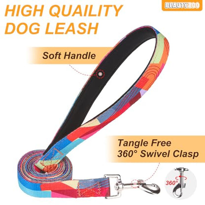 BEAUTYZOO No Pull Dog Harness Small, Adjustable Dog Harness and Leash Set -Easy Wearing with 3 Buckles/Control Handle,No Choke Soft Padded Reflective Pet Vest for Training Walking Hiking, S - color: Geometry, size: S: chest 14"-24"