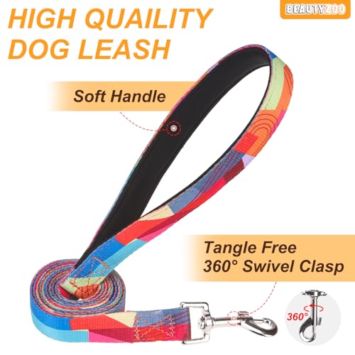 BEAUTYZOO No Pull Dog Harness Small, Adjustable Dog Harness and Leash Set -Easy Wearing with 3 Buckles/Control Handle,No Choke Soft Padded Reflective Pet Vest for Training Walking Hiking, S - color: Geometry, size: S: chest 14"-24"