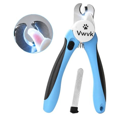 Dog Nail Clippers with Light, Professional Toenail Clippers for Thick Toenails, LED Illuminated Pet Nail Trimmer to See Bloodline, Safety Guard & Blade Lock, for Dogs & Cats