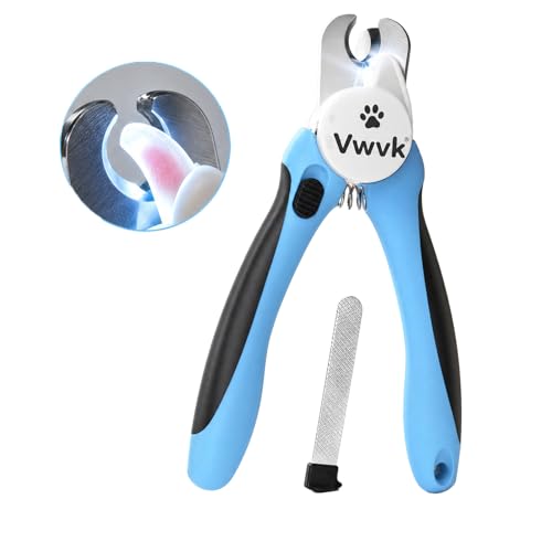 Dog Nail Clippers with Light, Professional Toenail Clippers for Thick Toenails, LED Illuminated Pet Nail Trimmer to See Bloodline, Safety Guard & Blade Lock, for Dogs & Cats