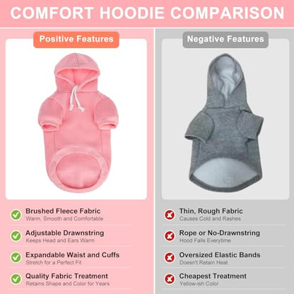 BEAUTYZOO Dog Hoodie & Cat Sweater for Small Dogs Puppy Girls Boys, Fleece Lined Warm Winter Fall Dog Clothes with Leash Hole and Pocket, Ultra-Soft Pet Jacket Coats Kitten Clothing, Pink L - color: Pink, size: L (Chest: 19", Neck: 12", Back: 14")
