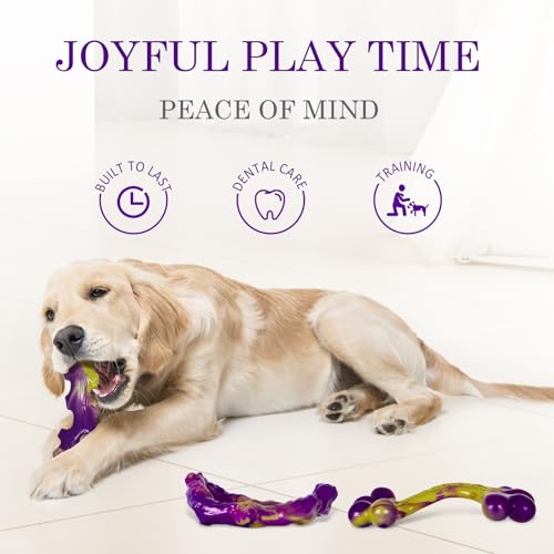 Frienhund 6-Pack Dog Toys for Aggressive Chewers: Dog Toy for Aggressive Chewer Large Breed, Dog Toy to Keep Them Busy, Dog, Bacon Flavor - color: Purple-6-Pack