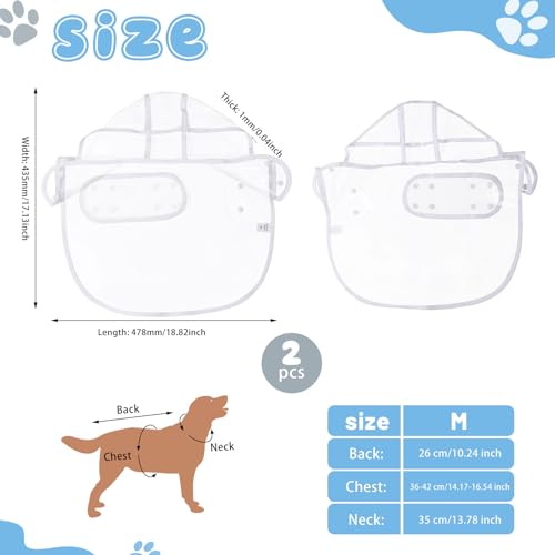 GLOBLELAND 2 Pcs Transparent Dog Raincoat for Small Medium Dogs with Hidden Leash Hole and Adjustable Snaps Dog Rain Poncho Waterproof Pet Clothes Rain Jacket