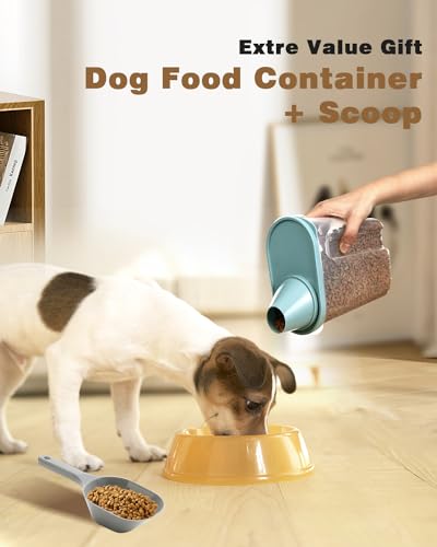 ANVS Dog Food Storage Container - Collapsible Dog Food Container with Airtight Lids, Scoop and 2.5L Small Pet Food Storage Container Dry Food For Dog, Cat and Other Pet Food (Khaki, 30 lbs)