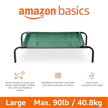 Amazon Basics Cooling Breathable Elevated Dog Bed with Metal Frame for Large Dogs, 51" x 31" x 8", Green, Easy to Assemble - color: Green, size: Large
