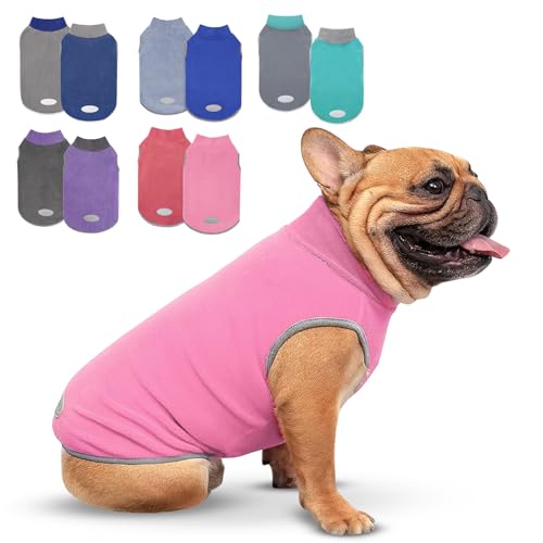 cyeollo 2 Pack Fleece Dog Sweater Vest Dog Sweatshirt Reflective Lightweight Doggie Clothes for Small Dogs Girl Pet Apparel, Pink & Fuschia S - color: Pink & Fuschia, size: Small
