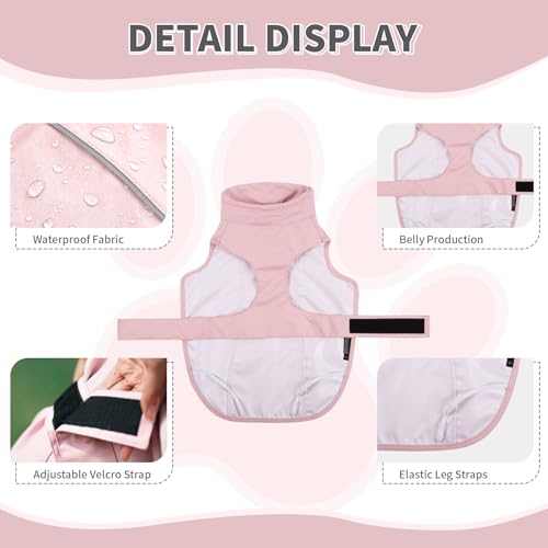 Waterproof Dog Raincoat, Adjustable Lightweight Dog Rain Jacket with Reflective Strip Leash Hole for Small Medium Large Dogs (Pink, Medium(13-22lb)) - color: Pink, size: Medium(13-22lb)