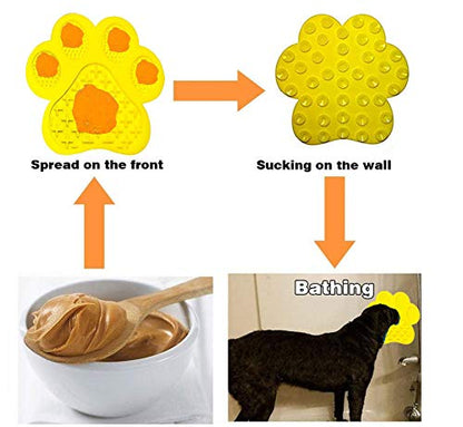 Dog Licking Mat for Anxiety Peanut Butter Slow Feeder Bowls Licking Pad with Strong Suction to Wall for Pet Bathing,Grooming,and Training (Yellow) - color: Yellow