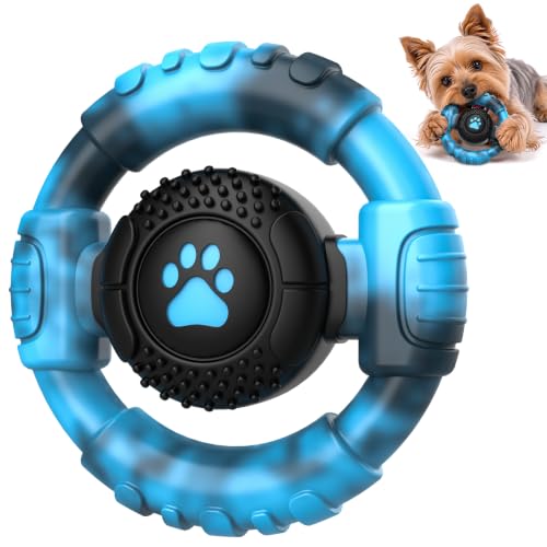 Pamlulu Small Dog Chew Toy, Tough Squeaky Puppy Chew for Small Breeds, Rubber and Nylon Design, Indoor and Outdoor Play, Birthday Gift - color: Mixed Blue, size: For 15-40LBS dog