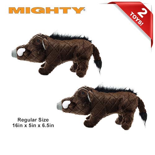 MIGHTY Tuffy 2 Pack Warthog Dog Toys | Ultra Durable Plush Toy with Multiple Layers & Reinforced Seams , Washable and Floats , Mighty® Construction - color: 2PK Brown Warthog