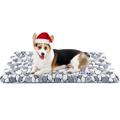 VANKEAN Dog Crate Pad Bed Mat Reversible (Warm& Cool), Soft Pet Sleeping Mat Dog Bed for Crate Suitable for Small to XX-Large Dogs and Cats, Machine Washable Crate Beds, Grey Stone Pattern - size: Medium