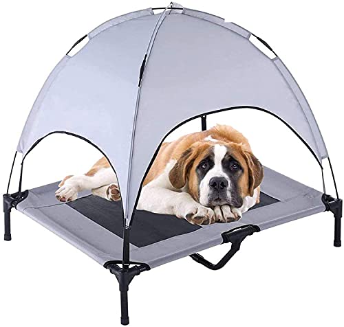 PawfectPals Portable Cooling Waterproof Elevated Heavy Duty Camping Pet Bed and Cot with Detachable Shade for Indoor and Outdoor use (Large) - size: Large