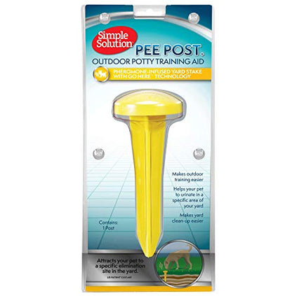 Simple Solution Pee Post Outdoor Dog Training Aid, 13-Inch Pheromone-Infused Stake for Puppy Potty Training, Yard Marking, and Housebreaking, Dog Pee Attractant for Lawn & Garden (Pack of 6) - size: 13 INCH (Pack of 6)