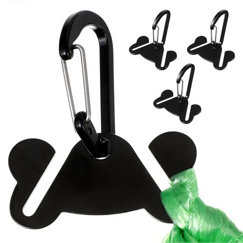 3 PCS Dog Poop Bag Holder, Waste Holder for Dispenser Carrier, Leash Pet Waste Bag Reusable Fastener Straps for Leash or Backpack Attachment Black Holders
