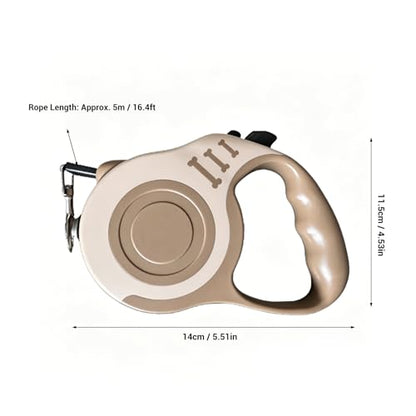 GLOGLOW Retractable Dog Leash 5m Automatic Locking Nylon Rope Free One Button Brake for Small Medium Dogs Outdoor Walking (Brown)